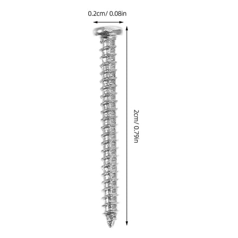 Close-up of a 2cm M2 self-tapping screw from the 800Pcs M2 Self-Tapping Screws Assortment Kit Round Head Carbon Steel Wood And Metal Heavy-Duty Fasteners