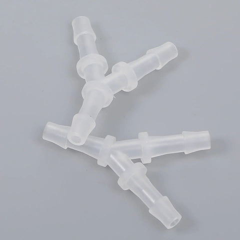 Fish Tank Air Pump Y Splitter 4 Pack With Check Valve Grip Tight Anti Slip Barbed Fittings For 3/16 Inch Aerating Line clear rugged plastic fittings