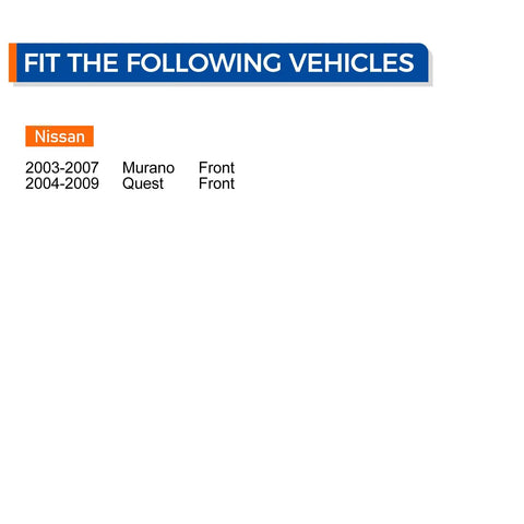 Fit guide for Heavy Duty Front Wheel Hub And Bearing Assembly For Nissan Murano Quest 2003 to 2009 5 Lug.