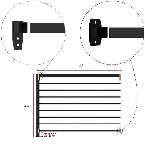Horizontal Guard Rail Kit For Decks And Balconies With Middle Post And Easy Brackets, DIY Railing System, 4 By 3 Feet, Adds Privacy, Safety And Style For Porch, Patio And Staircases, Requires Two End Posts