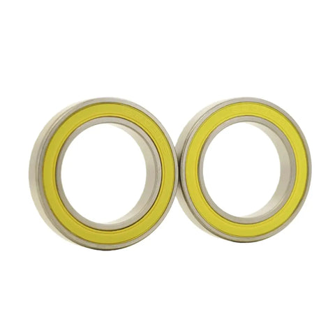 2-Pack Hybrid Ceramic Bearings 6803-2RS 17x26x5mm showcasing yellow seals for skate wheel and scooter upgrades.