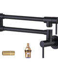 Solid Brass Pot Filler Faucet With Matte Black Finish Wall Mount Folding Kitchen Sink Filler Faucet Retractable 360 Degree Swivel No Fuss Single Hole With Dual Handles For Stove And Sink