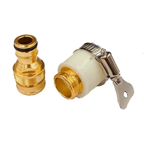 Brass Hose Barb Connector Set 5 Pcs Water Pipe Fittings Pro Grade Universal Garden Adapters with clamp and threaded end