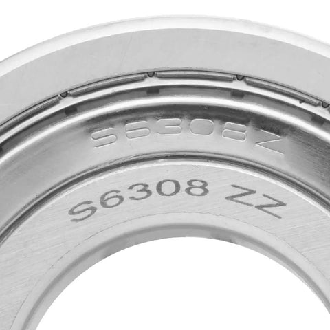 Pro Grade Heavy Duty S6308 Zz Stainless Steel Deep Groove Radial Ball Bearing showing detailed engravings and double metal shield.