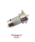 Kickass Heavy Dc Gear Motor Featuring Rock Solid Eighty Kilogram Centimeter Torque And Ultra Smooth Five To Five Hundred Rpm Adjustment side view showing motor's durable design and electrical connections.