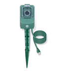 Straight Up Hassle Free Outdoor Power Stake With Photocell Timer And Dusk To Dawn Sensor For Three Grounded Outlets Six Foot Cord Waterproof Garden Plug Adapter with green plug and timer