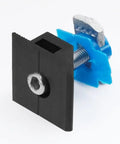 4 Pack Aluminum Alloy Solar Panel Mounting Bracket Clips With Wing Nuts Heavy Duty Roof Attachment Hardware close-up of black and blue clip