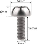 Premium 6 Pack Titanium Bolt Set Round Head Socket Cap Screws M6x17mm Size showing detailed dimensions of the screw.