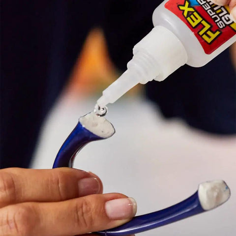 Applying Crystal Clear Super Glue Instant Bond Adhesive Hella Tough 20 Gram Bottle With Precision Tip Applicator for quick repair.