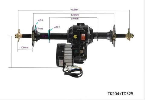 Beefed Up 72V 1500W High Performance Electric Powertrain Kit With Complete Differential Axle Motor And Controller Set (34-inch axle)