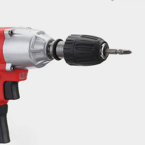 Heavy Duty Vanadium Steel Impact Wrench Socket Set With Chrome Coating Drill Adapter 14 To 22 Mm attached to drill chuck.