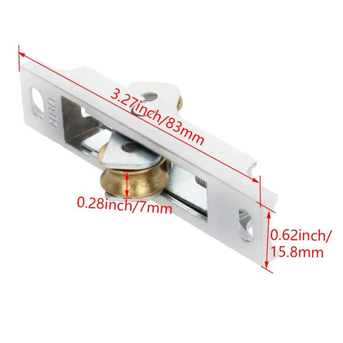 Heavy Duty Stainless Steel Double Wheel Slide Door Track Rollers Built Tough For Smooth As Butter Gliding Action Top Notch Silver Finish Easy Install For Windows And Cabinets Set Of Two, measuring 83 x 15.8 mm.