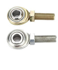 Two Pack of Heavy Duty 1/2 Inch Bore Rod End Heim Joints Featuring 1/2-20 Male Threads in Both Right and Left Hand Configurations.