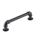 Front view of Ten Pack Matte Black Industrial Pipe Style Cabinet Pulls With Five And One Thirty Second Inch Center To Center And Six Inch Overall Length