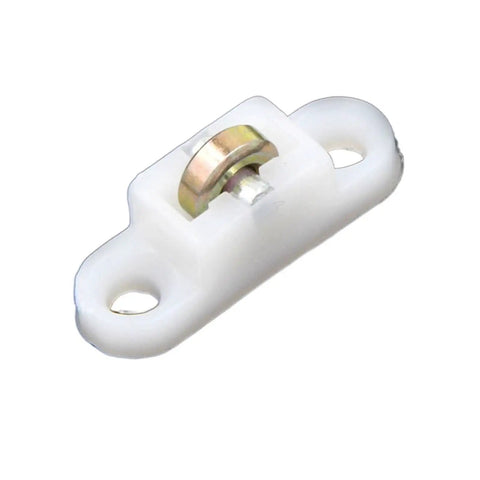 Premium Sliding Door Pulleys Buttery Smooth Glide Rollers Heavy Duty Bearing Track For Vinyl And Plastic Steel Windows No Sweat Installation Top Rated Set, close-up view of white roller with metal bearing.