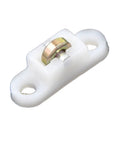 Slide Like Butter Heavy Duty Plastic Steel Sliding Door Rollers And Window Pulley Bearings Double Flat Replacement Hardware For Easy Gliding 10 Piece Set close-up of white pulley roller with steel bearing.