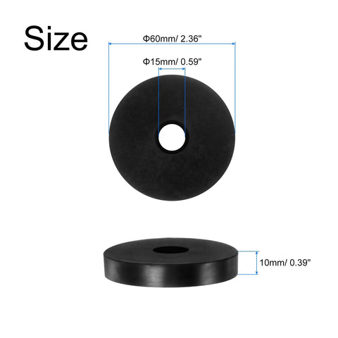 Tough As Nails Rubber Spacers 60 mm Outer By 15 mm Inner With 10 mm Anti Vibration Bushings, measuring with size details.