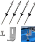 Four heavy gauge stainless steel pole fasteners and L angle mount for Built Tight M10 L Angle Mount Bracket Set.