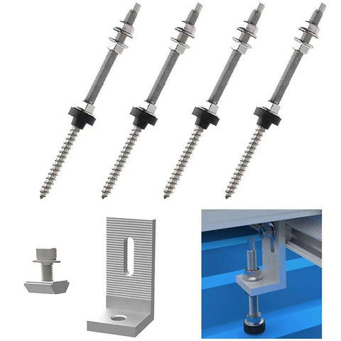 Four heavy gauge stainless steel pole fasteners and L angle mount for Built Tight M10 L Angle Mount Bracket Set.