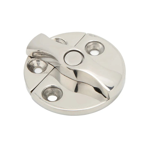 Hella Sturdy Boat Door Catch Latch Featuring 180 Degree Rotation And Heavy Duty 316 Stainless Steel Marine Hardware For Yacht Hatches Baitwell Lids And Hardened Deck Access Doors, round polished latch.