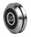 Top Shelf 3 8 Inch V Groove Roller Bearings 8 Pack Rubber Sealed chrome steel bearing with black rubber seal