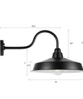 Dusk To Dawn Outdoor Barn Light 16 Inch Dome Exterior Wall Mount Fixture Black 1 Pack Industrial Farmhouse Sconce