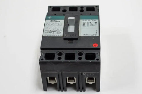 Premium Industrial Circuit Breaker 3 Pole 240 Volt 50 Amp Thermal Magnetic Molded Case with copper lugs and clear on/off switch.