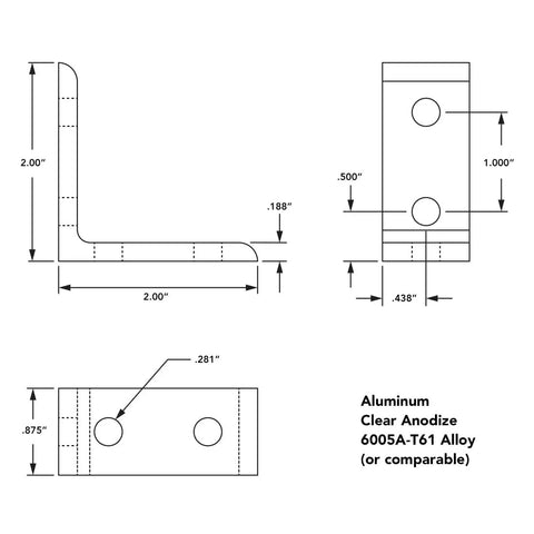 All American He Man Heavy Duty Four Hole Tall Inside Corner Bracket Ninety Degree Angle Brace dimensions drawing.