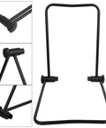 Aluminum Bike Trainer Stand With Storage Rack For Mountain Road And Folding Bikes Adjustable Repair Stand Durable Rust Proof Maintenance Station For Home Garage And Workshop Area shown in folded position