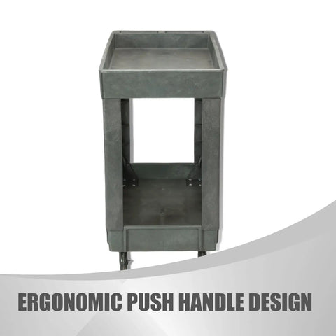 Heavy Duty Two Shelf Rolling Utility Cart With Smooth Rollin Casters And Straight Up Tough Frame for easy maneuvering and organization.