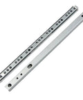 Solid Side Mount Ball Bearing Drawer Slides Two Pack Heavy Gauge Steel Cabinet Runners With Slick Silent Bearings Dead Simple Snap On Assembly For Hassle Free Full Extension And Quick Removal 11 Inch close-up view of steel cabinet runners