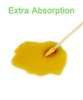 Close-up of Eyxformula 6-inch bamboo cotton swab with double-pointed tips; yellow liquid on the tip