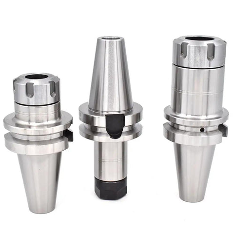 Heavy Duty Cnc Collet Chuck Tool Holder Bt30 Bt40 Er11 Er16 Er20 Er25 Er32 Spindle Adapter showing three precision tool holders.
