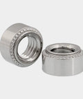 Tough As Nails 5/16-18 Self Clinching Nuts Round Head 30 Pack Zinc Plated Carbon Steel Threaded Rivet Nuts close-up view
