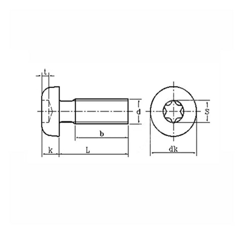 Technical drawing of Straight Up Top Shelf Fifty Pack Of Torx Drive Machine Screws Fasteners crafted for woodworking.
