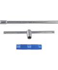 Pro Grade Half Inch Drive T Handle Socket Wrench Built Tough With Detachable Shaft And Grippy Heat Treated Carbon Steel Grip, showing components.