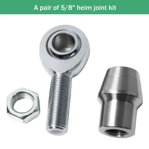 Bulletproof Heavy Duty 5/8 Inch Heim Joint Rod End Kit For Custom Track Bars And Dirt Roader Chassis Builds with nut and adapter.