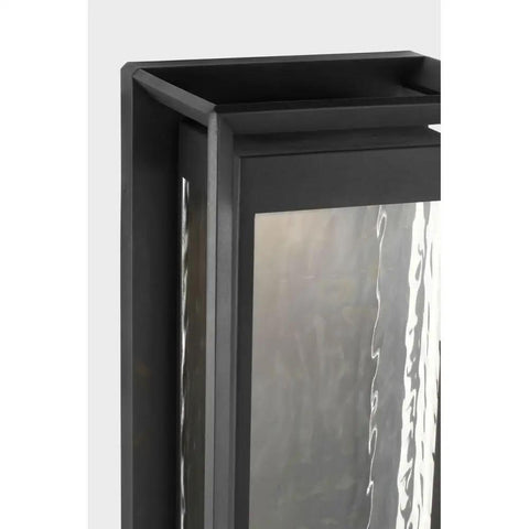Next Level Urbandale Extra Large Outdoor Wall Lantern With Integrated LED And 2700K Warm Glow, textured black finish and clear water glass detail.