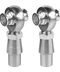 2 Pack 3/4 Inch Left Hand Thread Chromoly Heim Rod End Joint Kit Including Spacers For Steering And Suspension System Restoration On Your Daily Driver Or Custom Build, showing two chromoly rod ends with smooth finishes.