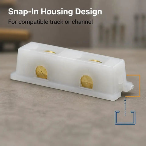 Top Shelf Sliding Window Roller Assembly Two Pack featuring durable nylon housing and brass rollers for patio door installation.
