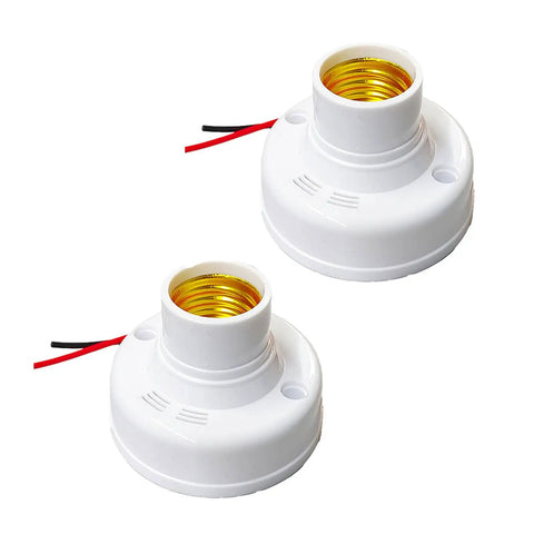 High Sensitivity E27 Sensor Light Socket With Sound And Light Control for safe lighting in homes and shops, white base, 1-2 pack
