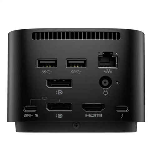 Back view of Thunderbolt G4 Dock with multiple USB, HDMI, and Ethernet ports, part of Sick Desk Setup Bundle With Thunderbolt G4 Dock 280W.