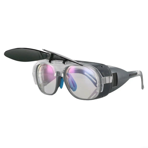 Heavy Duty Wrap Around Safety Glasses For Welding And Grinding With Impact Resistant Polycarbonate Lenses showing adjustable legs and soft padding.