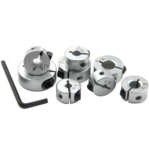 8 Pcs Drill Bit Stop Collar Set With Split Rings And M5 Set Screws, Depth Stop Collar Kit, Imperial Sizes 1/8 to 1/2 Inch, with Allen wrench