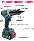 No Wire Headaches Just Real Deal Grab And Go Power For M3 To M12 Rivet Nutserts Cordless Electric Rivet Tool showing features.