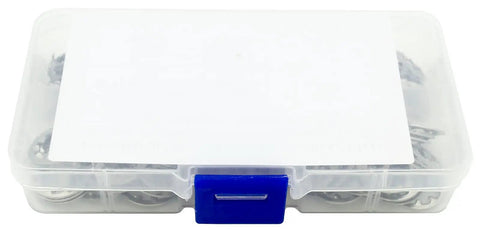 Top Shelf 265 Piece Metric Internal Tooth Lock Washer Assortment Kit in clear storage case, showing organized washers.