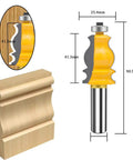 Half Inch Shank Router Bit Set Ten Pieces For Picture Frame Molding And Architectural Forming Woodworking CNC Cutting Bits Carbide Miter Tool Top Notch For Doors Cabinets Drawers, with carbide bit design, detailed dimensions showing height and width.