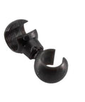 Close-up of black CNC-machined aluminum hook from Dual Line Rotating Cable And Hydraulic Hose Hooks Black 4 Pack Pro Grade