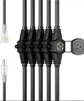 Heavy Duty 30 Foot Extension Cord With Six Weatherproof Sockets for outdoor use with plugs and connectors.