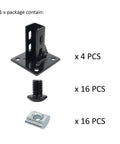 4 Pack 2020 Aluminum T Slot Floor Mount Base Bracket Corner Connector Heavy Duty Carbon Steel Anchor Kit With M6 Bolts included components